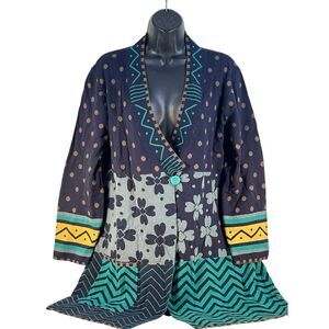 Gudrun Sjoden Cardigan Sweater L Wool Cotton Longline Button Front